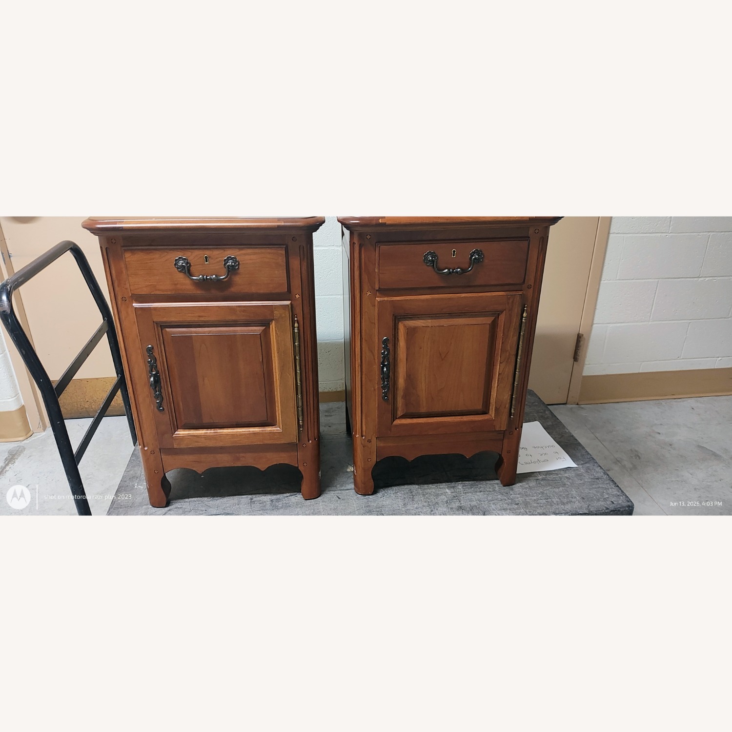 Vintage/Antique Dark Brown Wood Nightstands - image-1