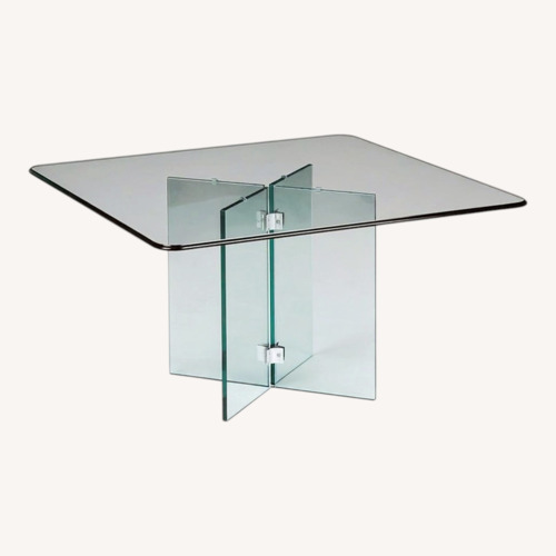 Used Cort Furniture Transparent Glass on Glass Coffee Table for sale on AptDeco