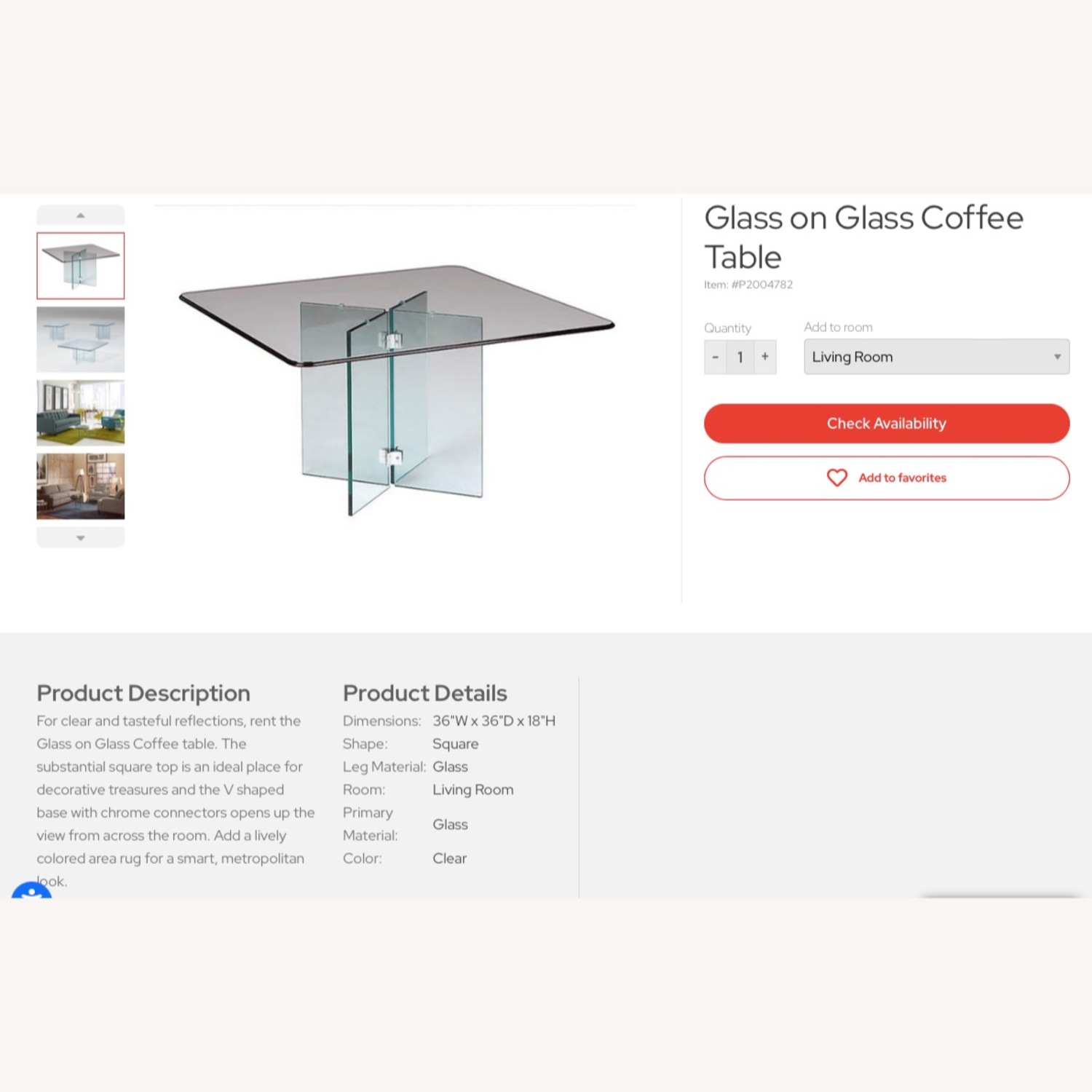 Cort Furniture Transparent Glass on Glass Coffee Table - image-1