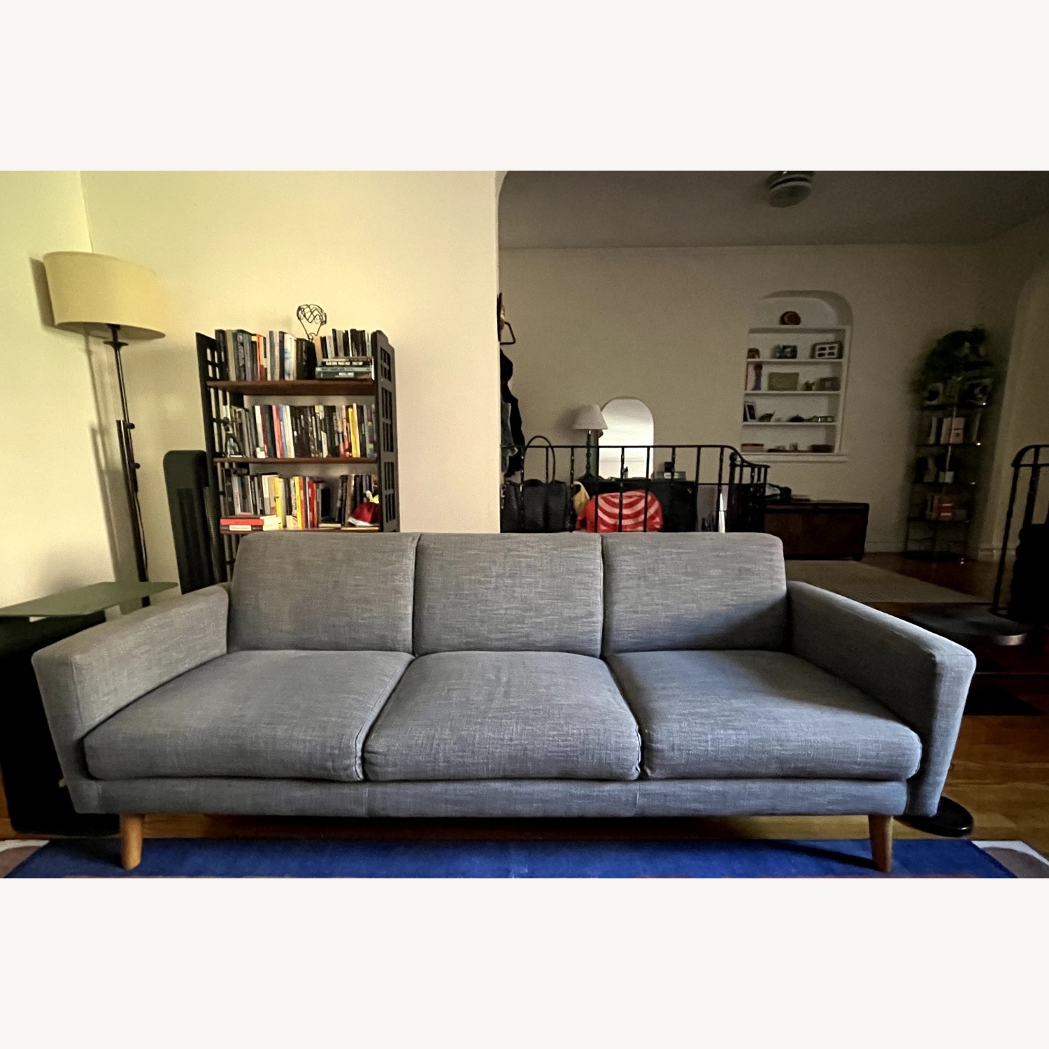 West Elm Oliver Dark Gray Fabric 3+ Seater Sofa - image-1