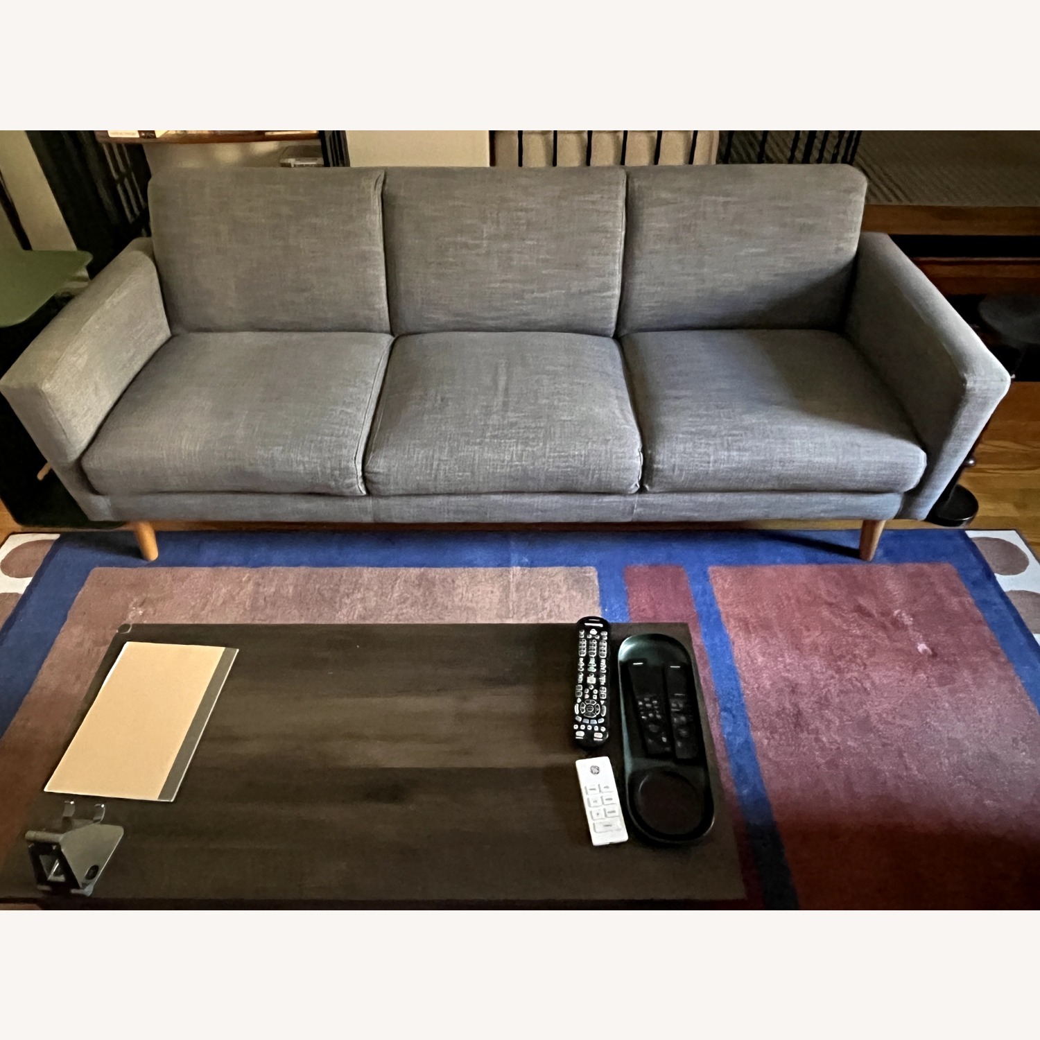 West Elm Oliver Dark Gray Fabric 3+ Seater Sofa - image-2