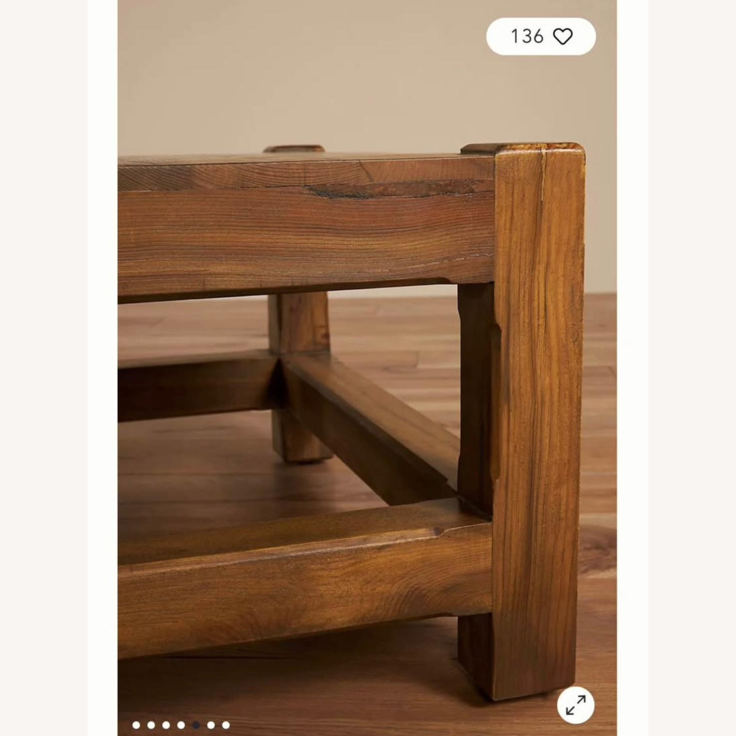 Anthropologie Light Brown Wood Coffee Table - image-4