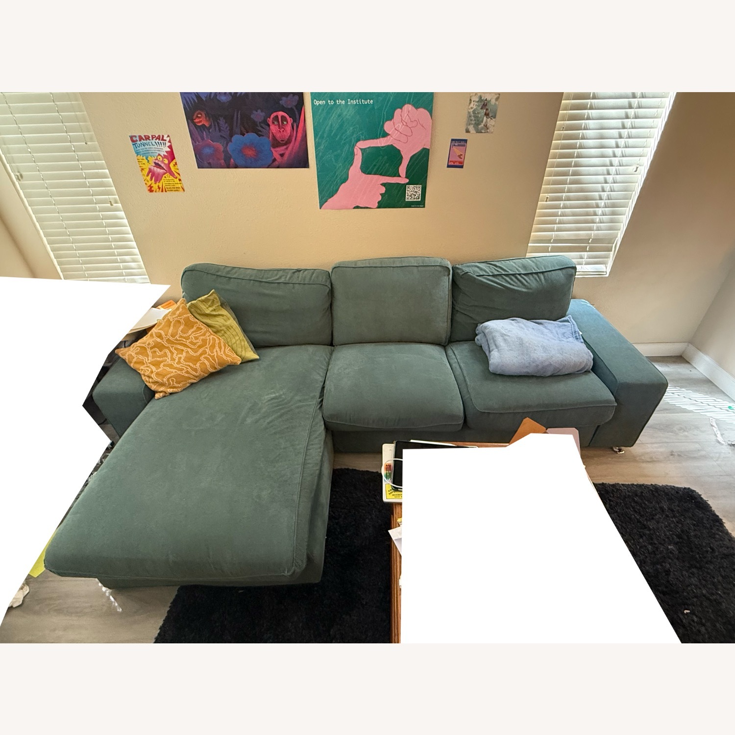 IKEA Green Fabric 3+ Piece Sectional - image-3