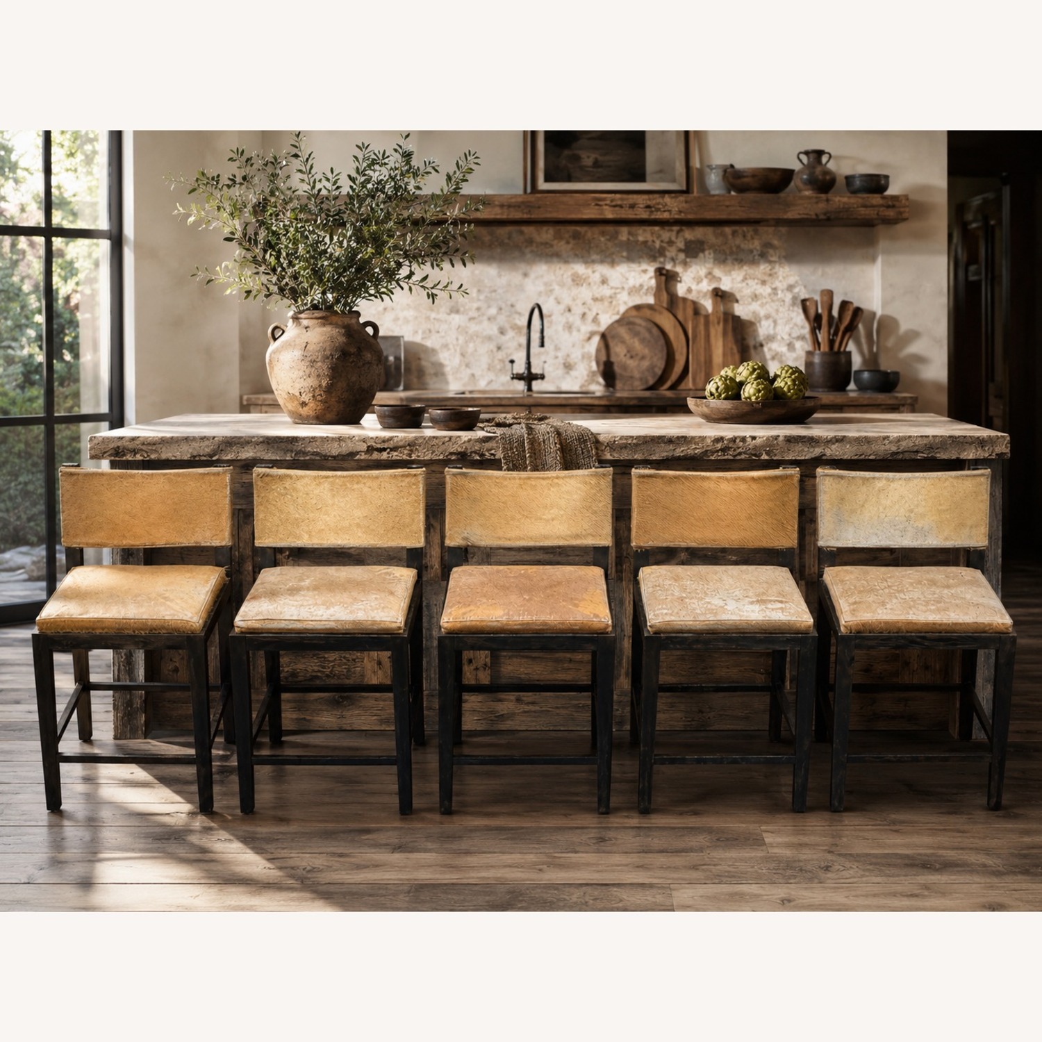 Restoration Hardware Saddle Hair-on-Hide Counter Stools Set of 5 - image-29