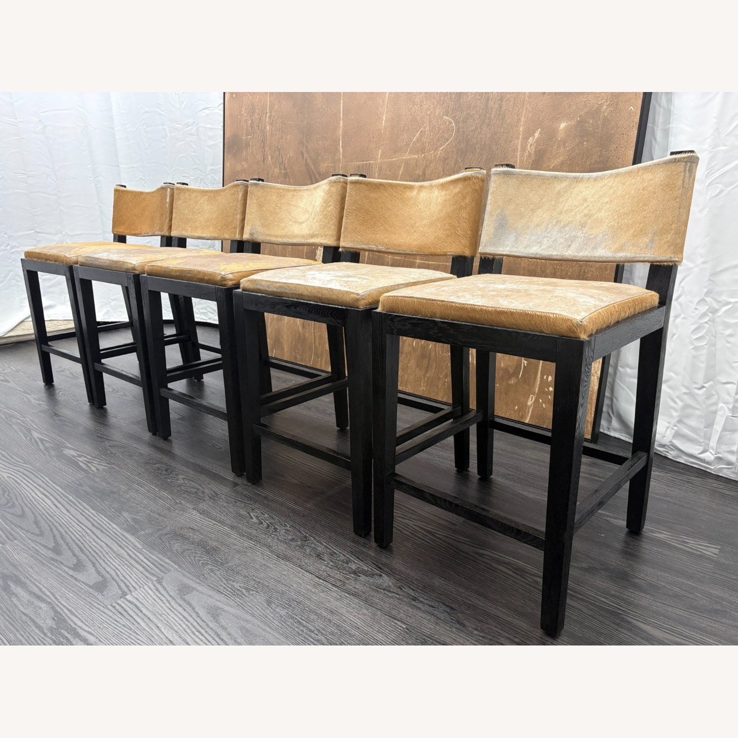Restoration Hardware Saddle Hair-on-Hide Counter Stools Set of 5 - image-27