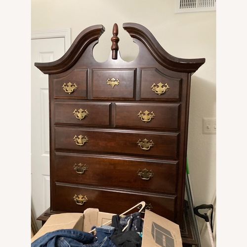 Used Cherry Wood Queen Bed Armoire for sale on AptDeco