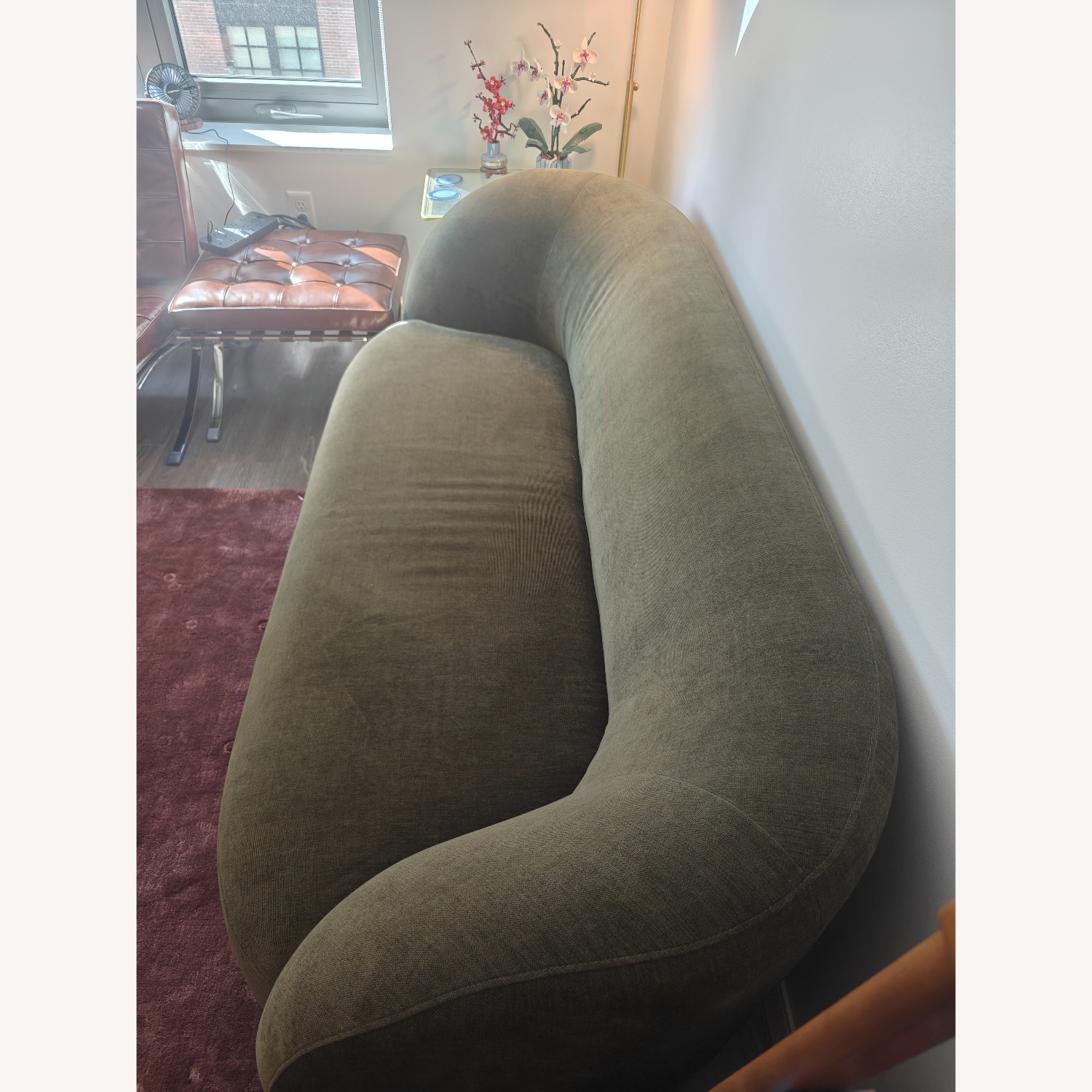 West Elm Laurent Sofa Green Fabric 2 Seater Sofa - image-3