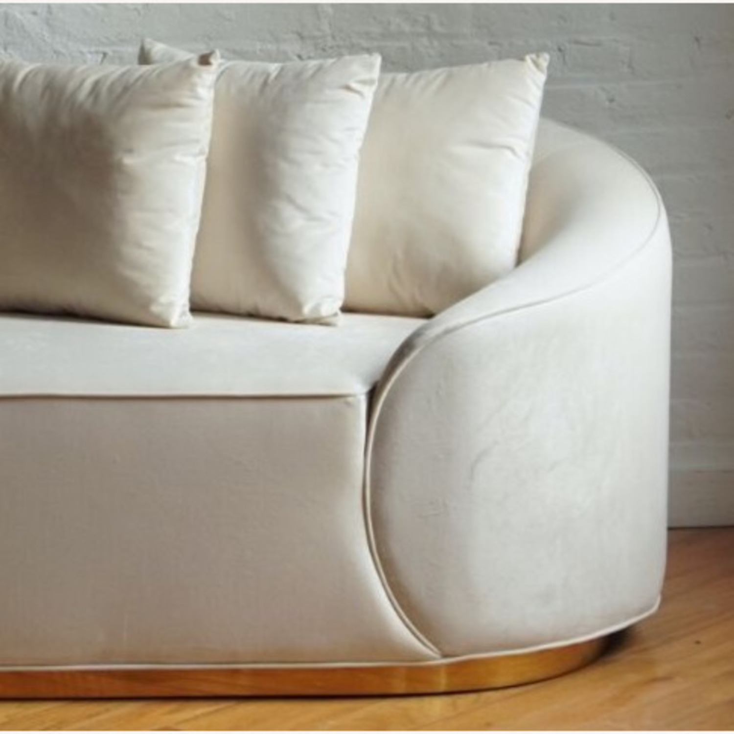 White Velvet 3+ Seater Sofa - image-1