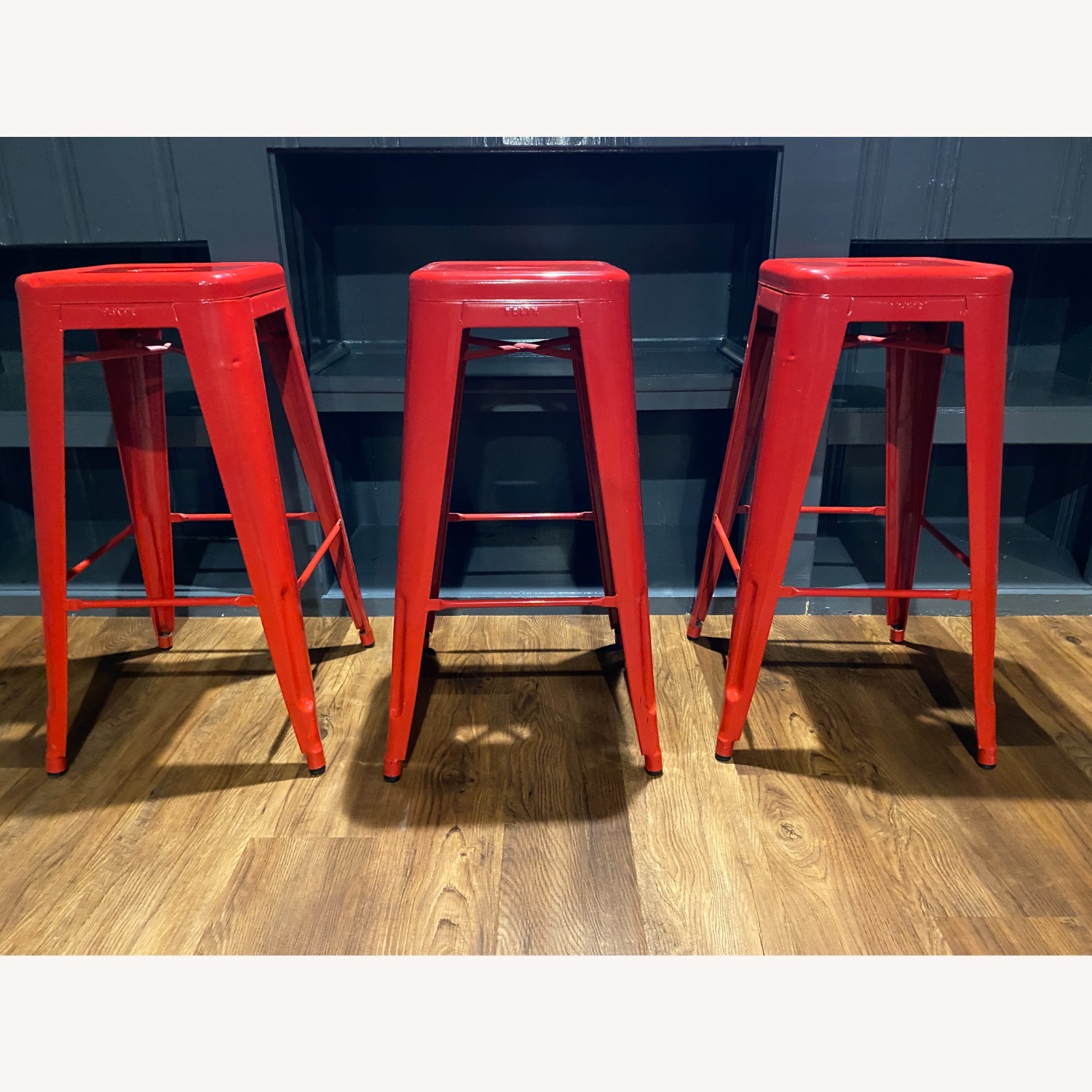 Tolix Marias Red Metal Stools - image-1