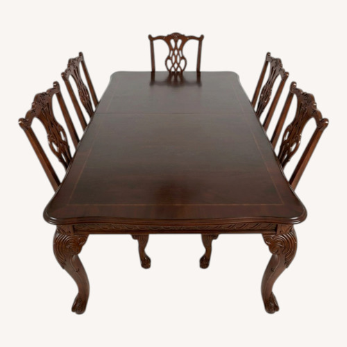 Used Stanley Dining Table W  8 Chairs & Glass Cover for sale on AptDeco