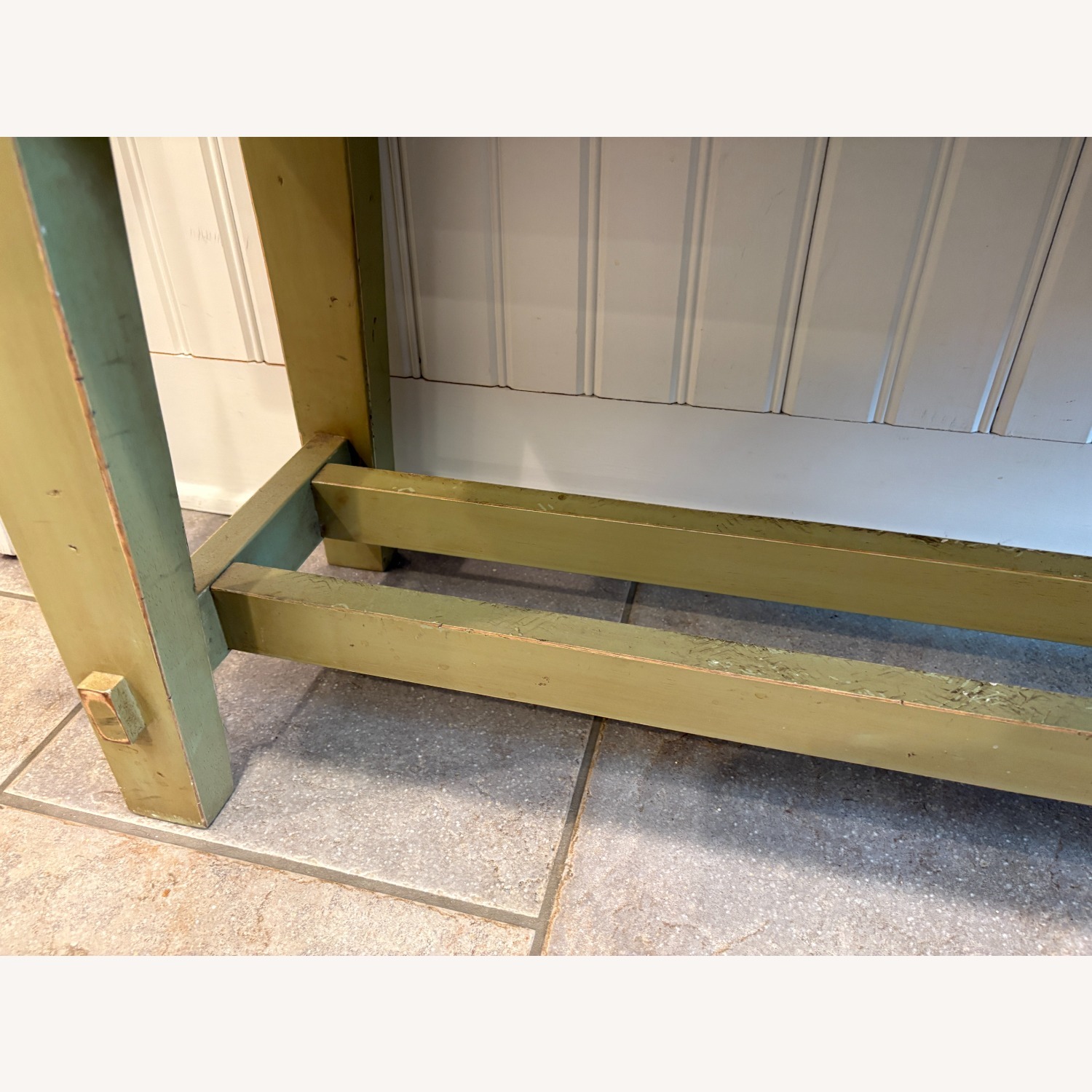 Pottery Barn Distressed Green Wood Bench - image-3