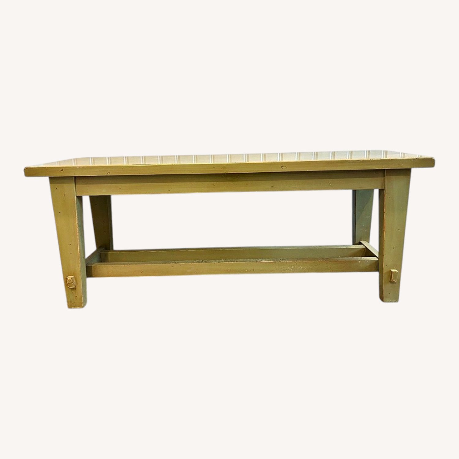Pottery Barn Distressed Green Wood Bench - image-0