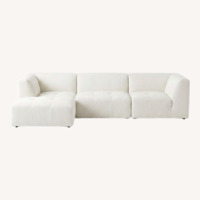 White Bouclé Couch With Ottoman