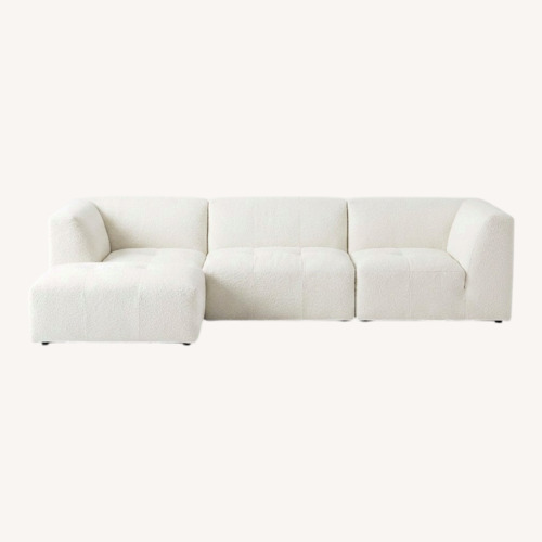 Used White Bouclé Couch With Ottoman for sale on AptDeco