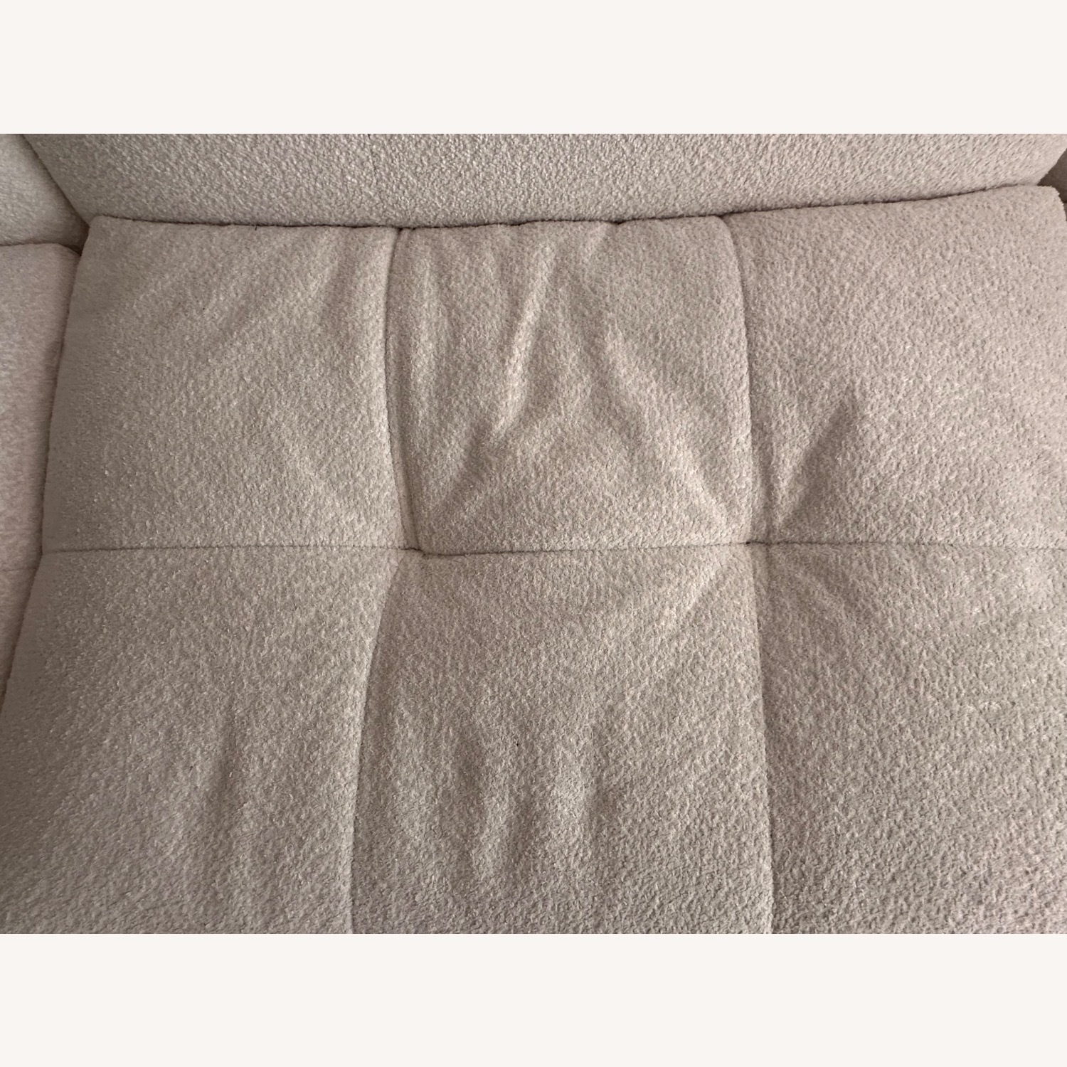 White Bouclé Couch With Ottoman - image-3