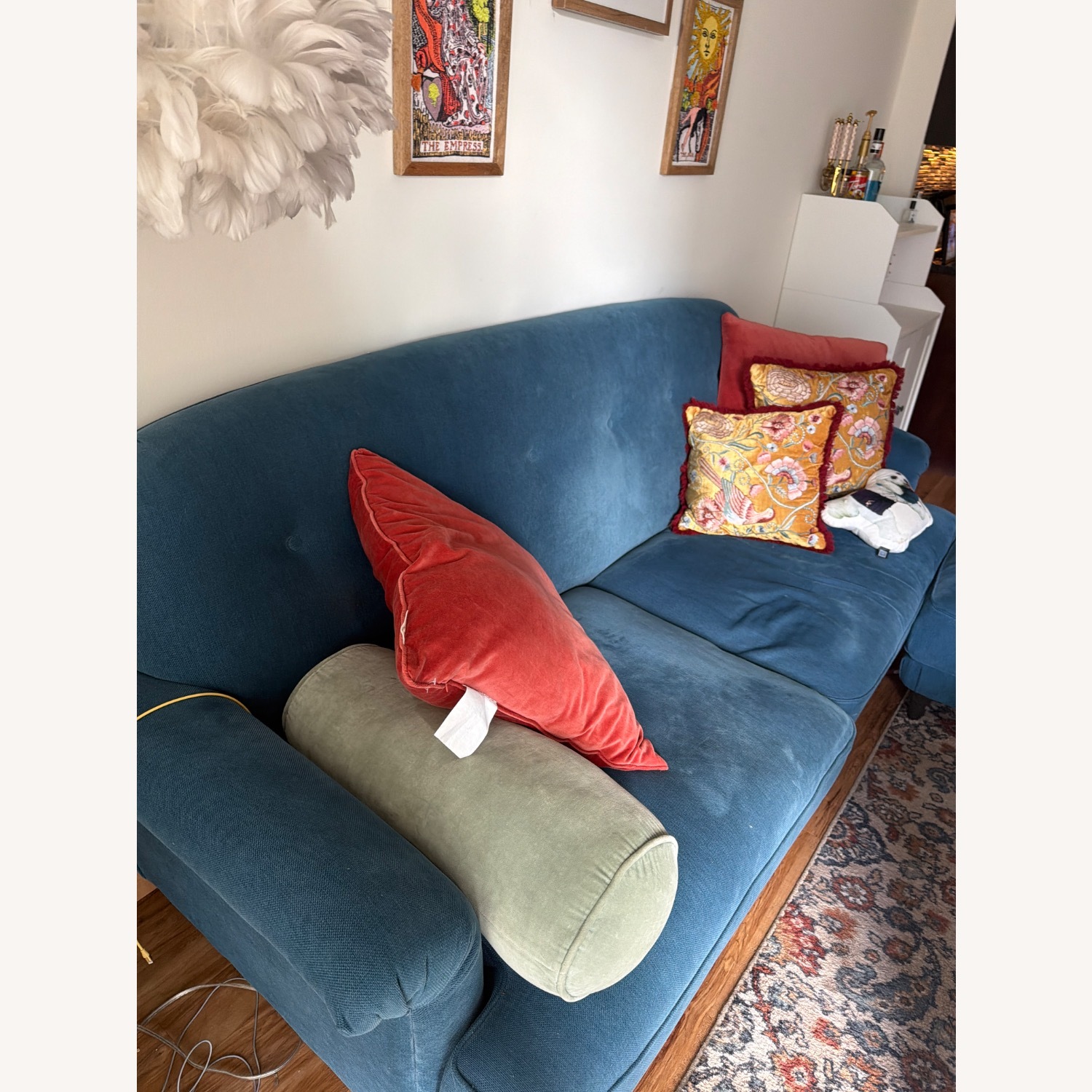 IKEA Esseboda Blue Fabric 3 Sofa and Ottoman - image-2