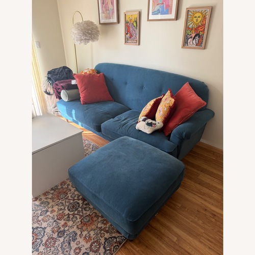 Used IKEA Esseboda Blue Fabric 3 Sofa and Ottoman for sale on AptDeco