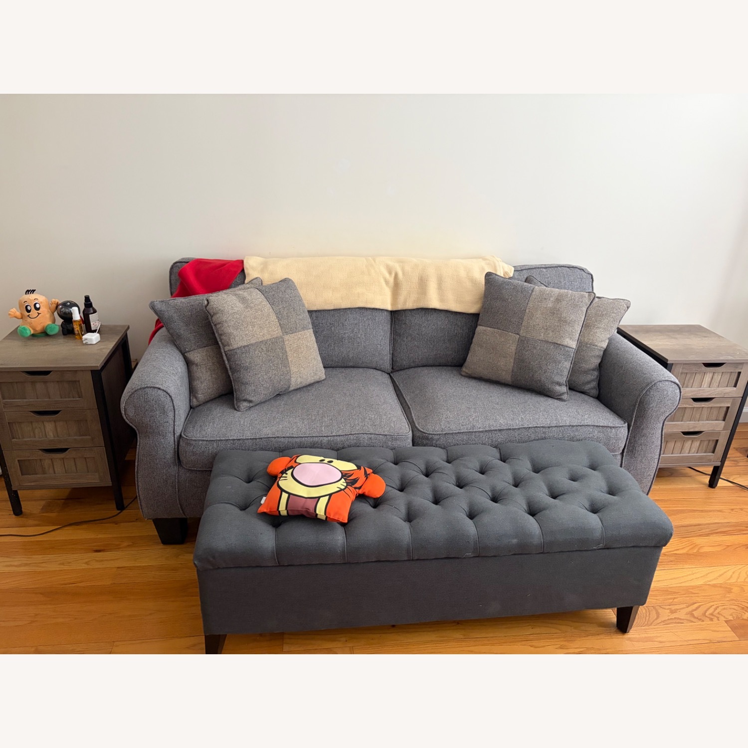 Light Gray Fabric Loveseat - image-3