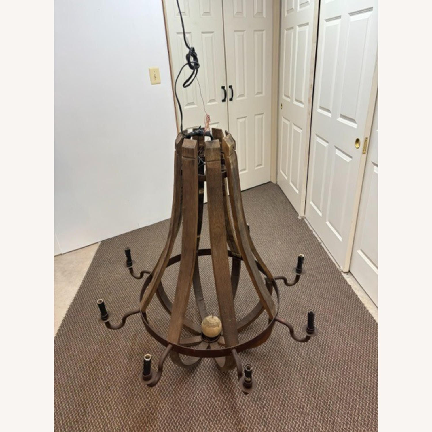 Restoration Hardware Wine Barrel 8-Arm Chandelier - image-1