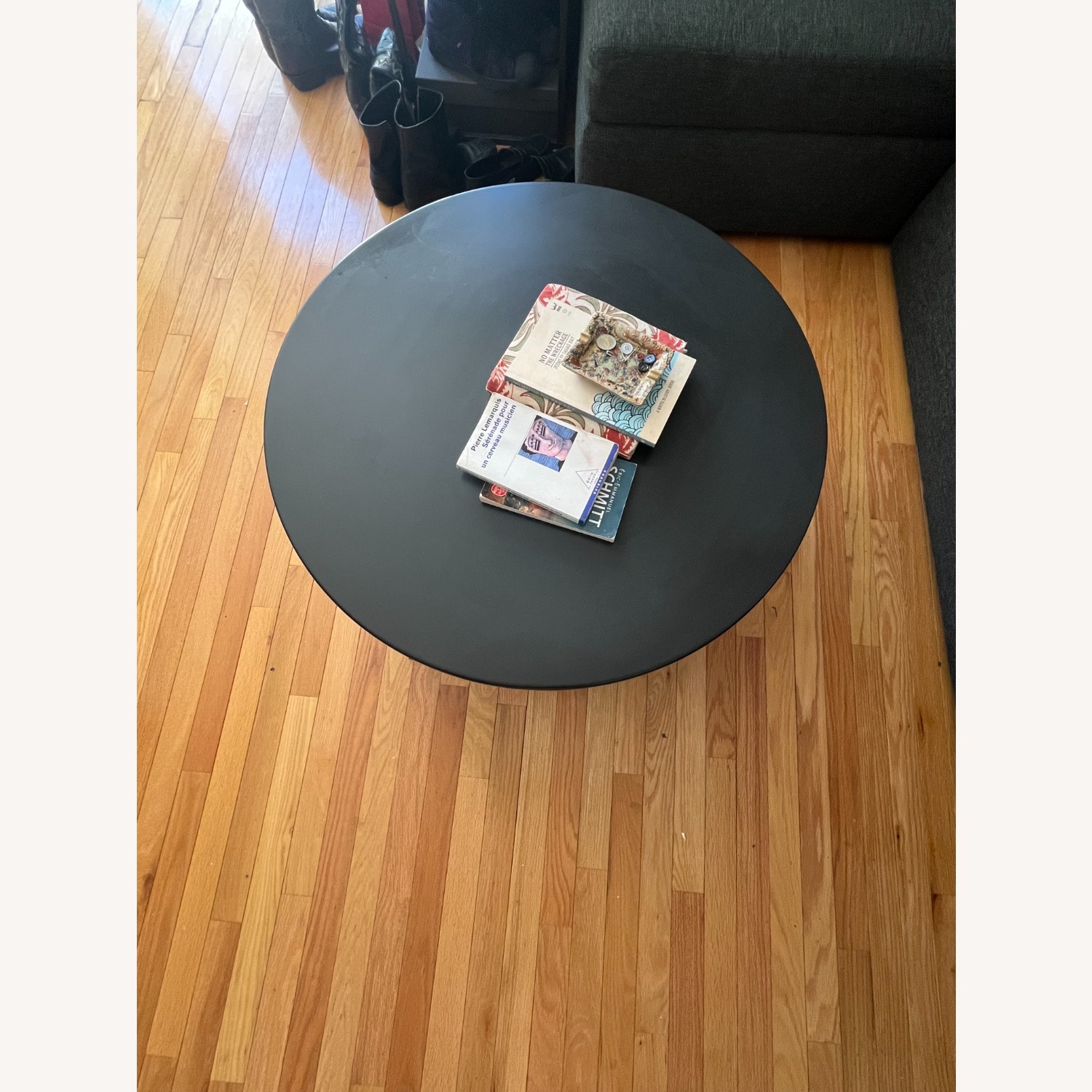 Room & Board Slim Round Coffee Table with Shelf — Natural Steel - image-3
