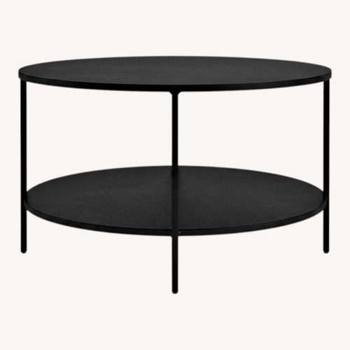 Used Room & Board Slim Round Coffee Table with Shelf — Natural Steel for sale on AptDeco