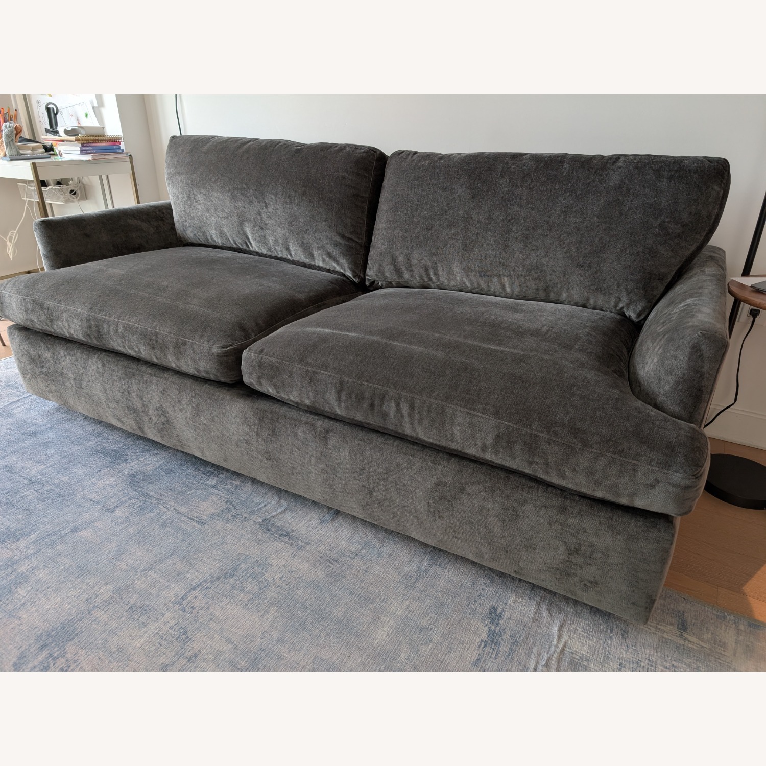 West Elm Haven Dark Gray Velvet Sleeper Sofa - image-2