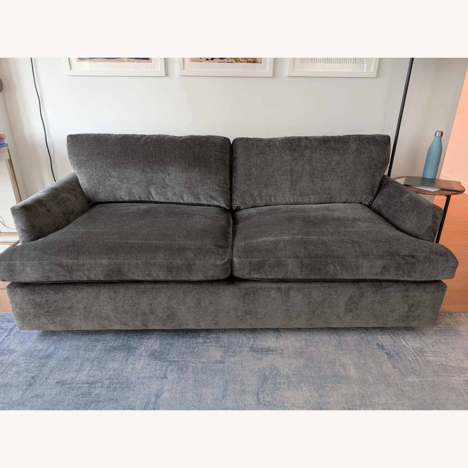 West Elm Haven Dark Gray Velvet Sleeper Sofa - image-3