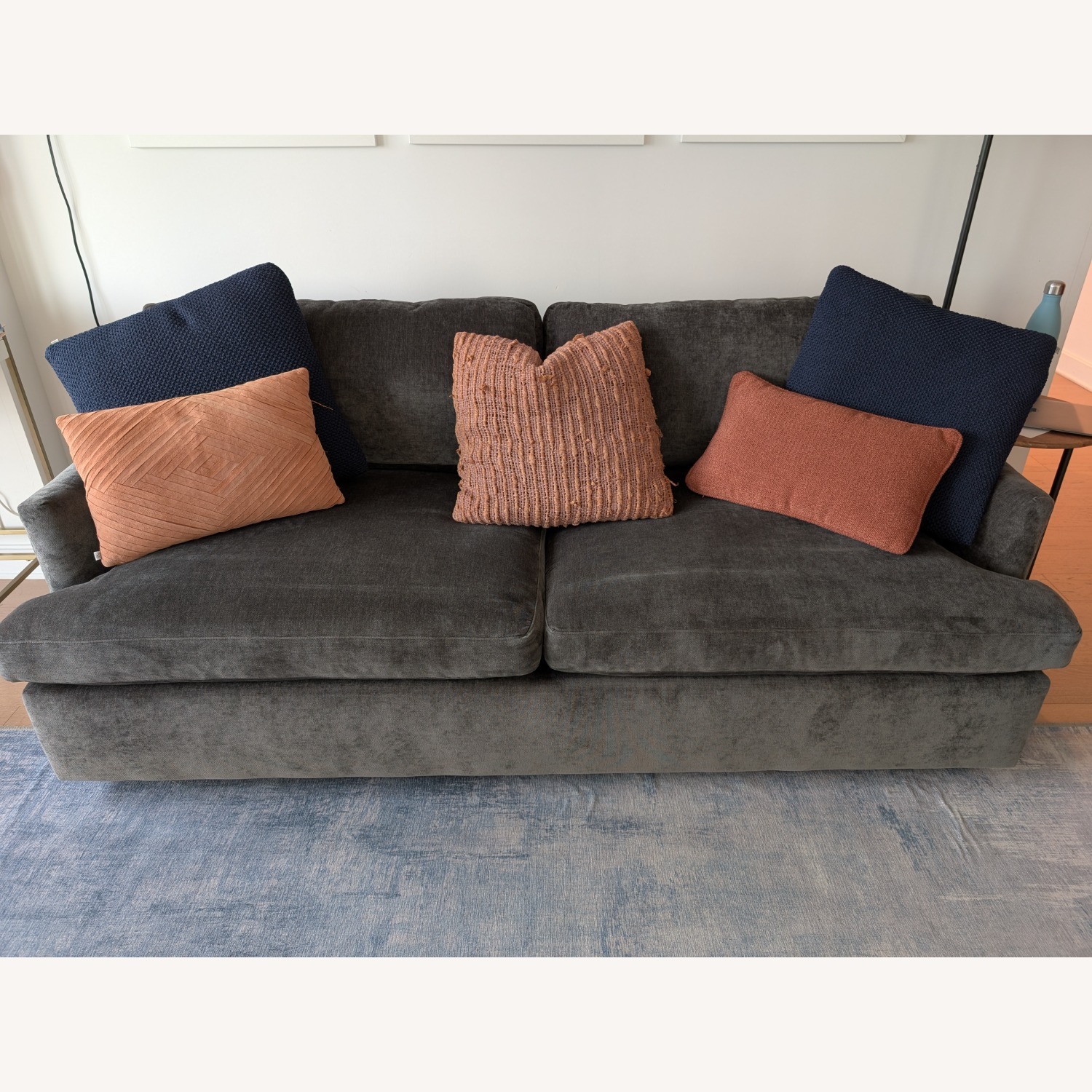West Elm Haven Dark Gray Velvet Sleeper Sofa - image-1
