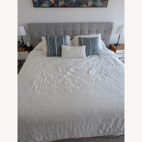 Used West Elm Light Gray Fabric King Bed for sale on AptDeco