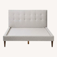 West Elm Light Gray Fabric King Bed