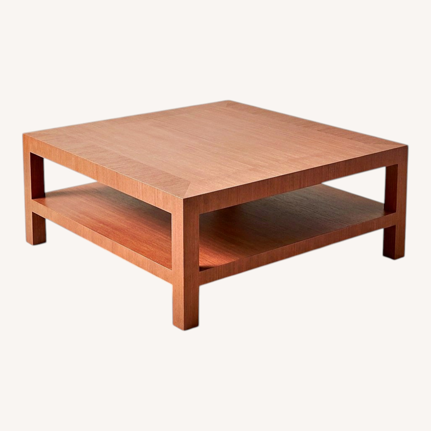 Light Brown Linen Wrapped Coffee Table - image-0