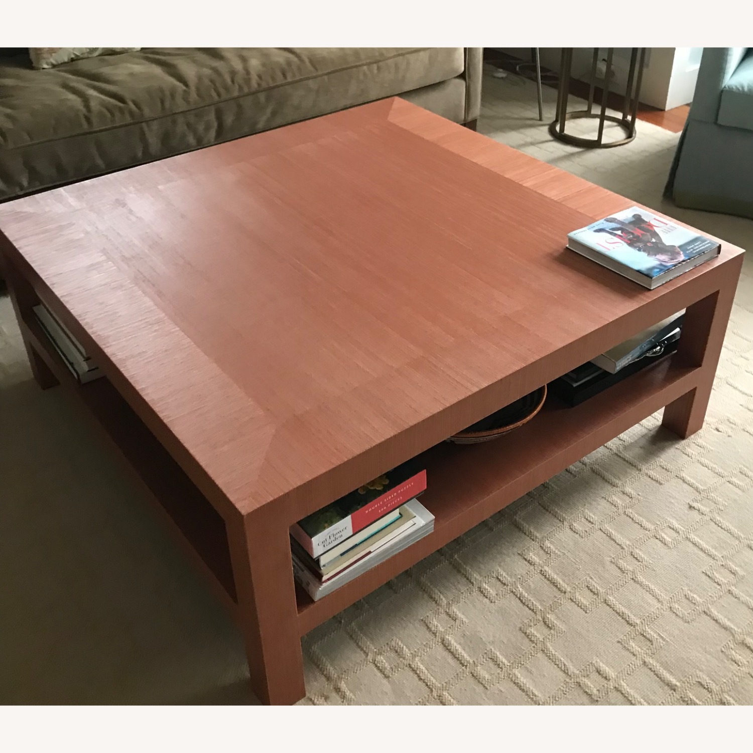 Light Brown Linen Wrapped Coffee Table - image-1