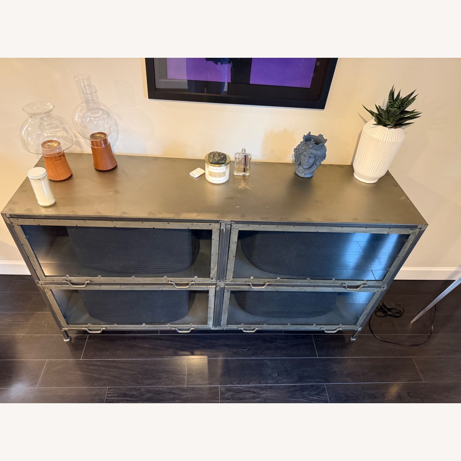 Industrial Metal and Glass Sideboard - image-3
