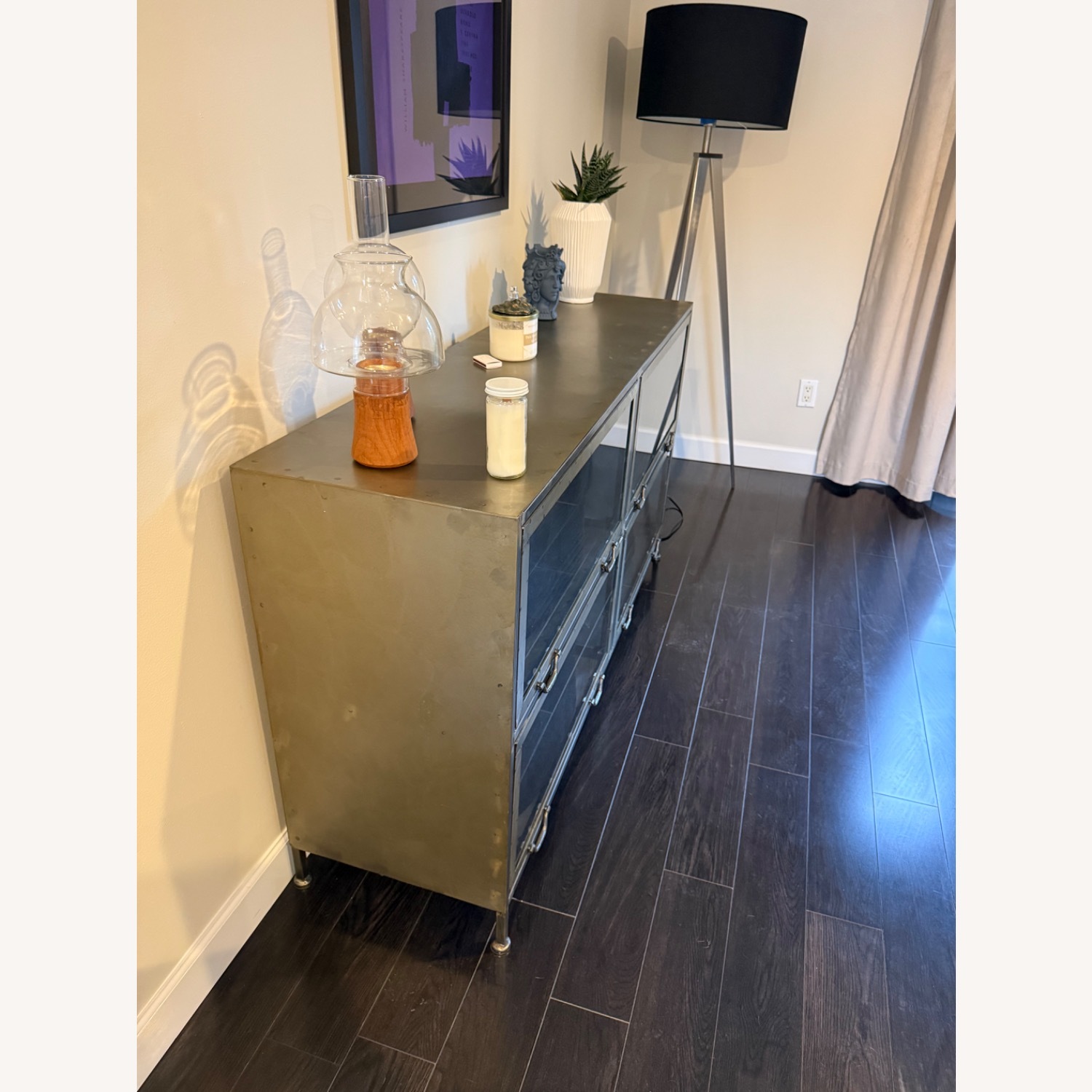 Industrial Metal and Glass Sideboard - image-4