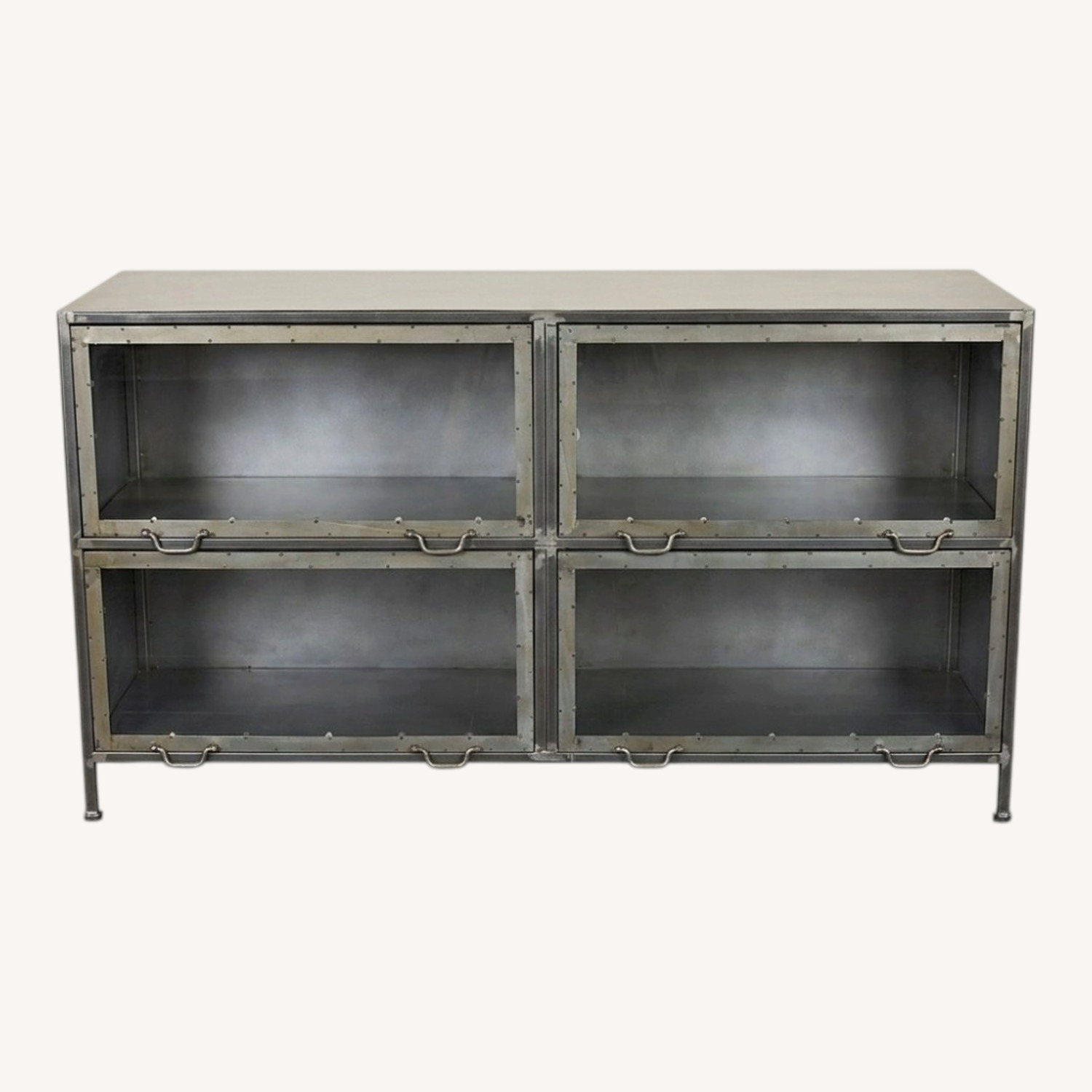 Industrial Metal and Glass Sideboard - image-0