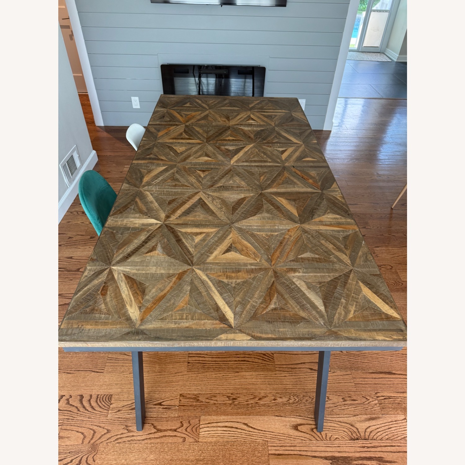 Geometric Wood Dining Table with Metal Legs - image-4