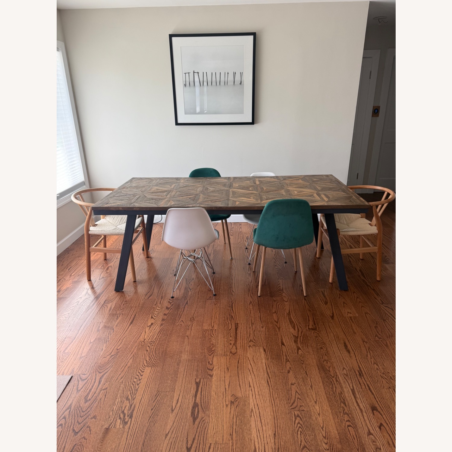 Geometric Wood Dining Table with Metal Legs - image-5