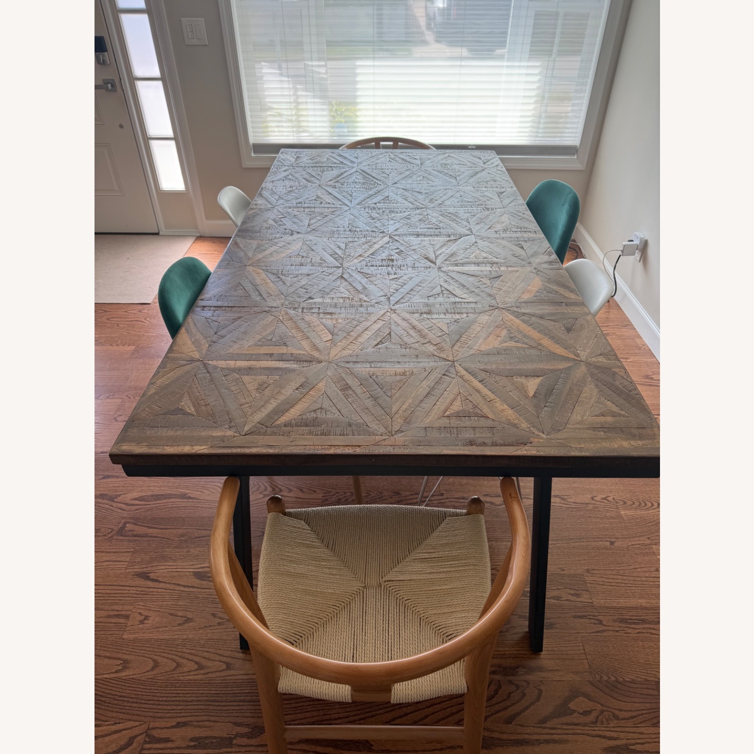 Geometric Wood Dining Table with Metal Legs - image-6