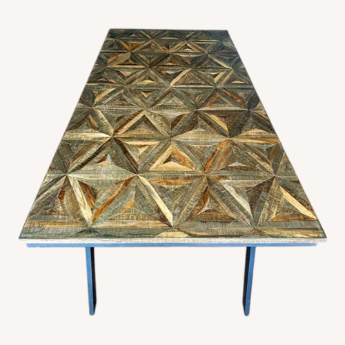 Used Geometric Wood Dining Table with Metal Legs for sale on AptDeco