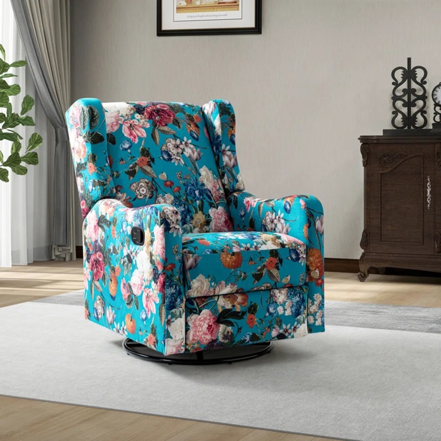 Wayfair Floral Metal Manual Recliner Swivel Rocker - image-4
