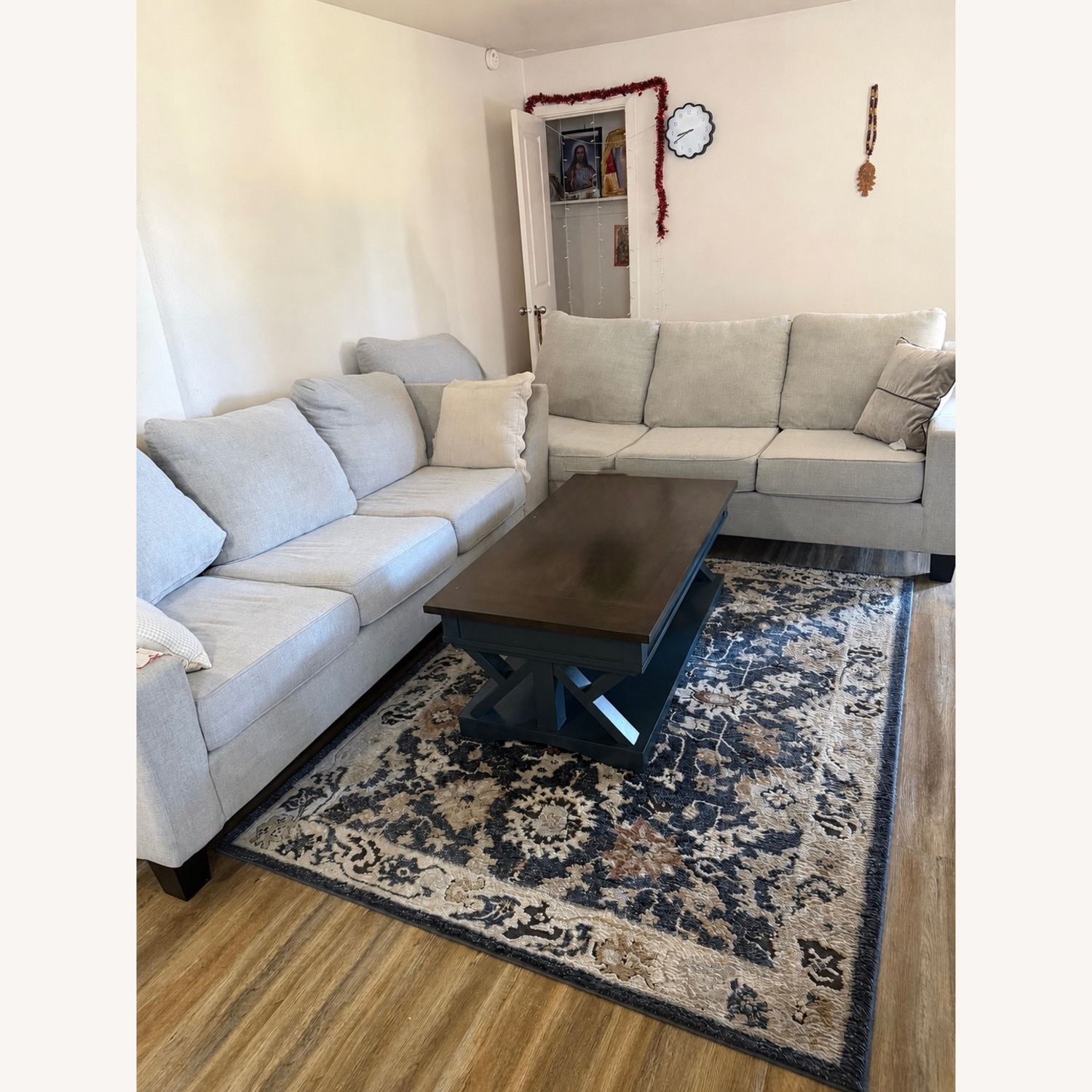 Ashley Furniture Silver Fabric 3+ Seater Sofa - image-1