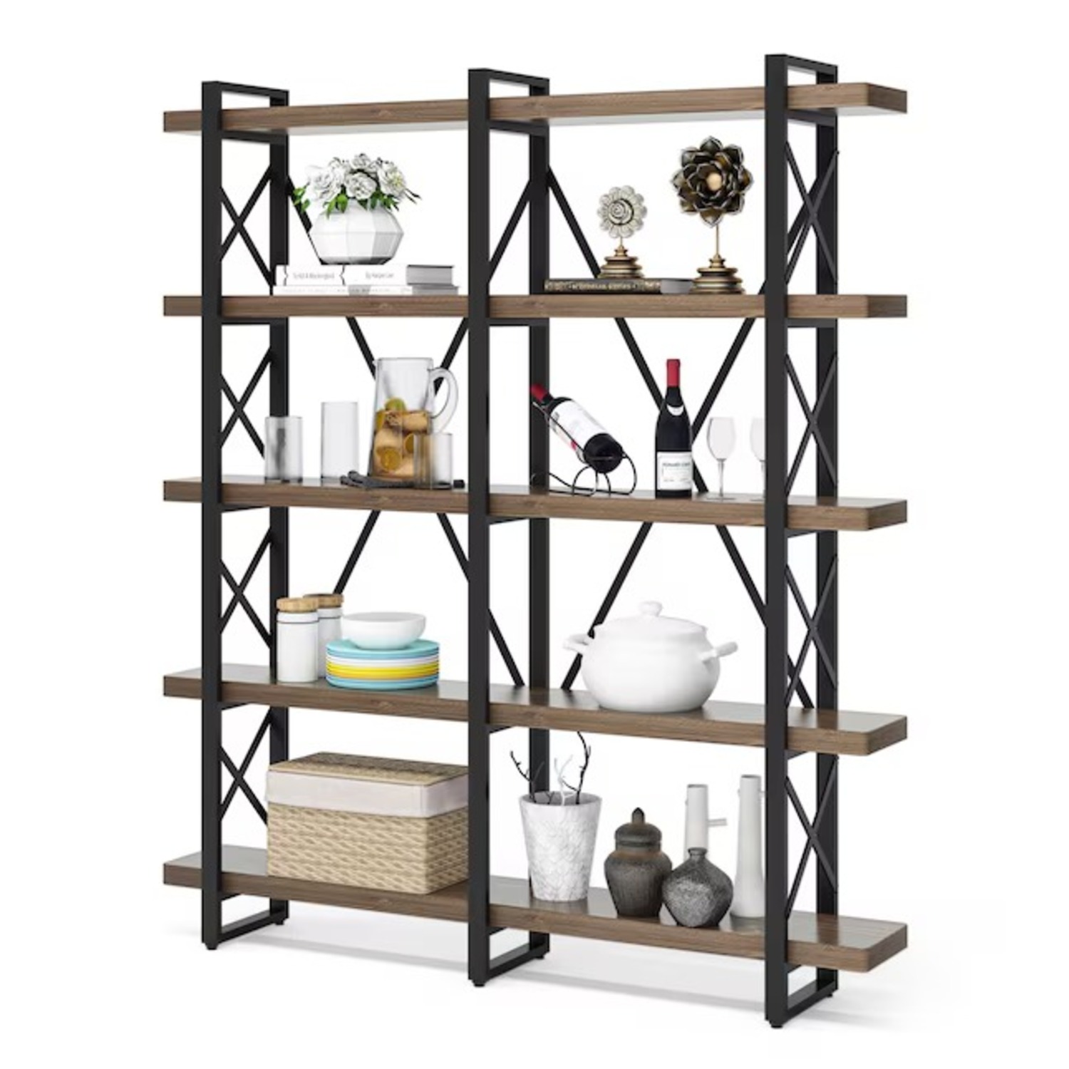 Amazon Large Bookshelf Wood and Metal - image-3