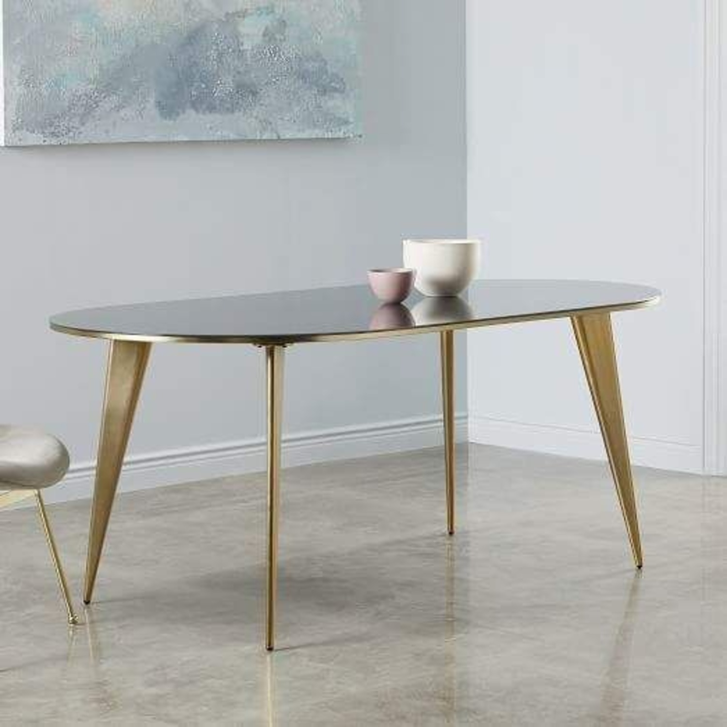 West Elm Arden Dark Gray Metal Dining Table - image-4