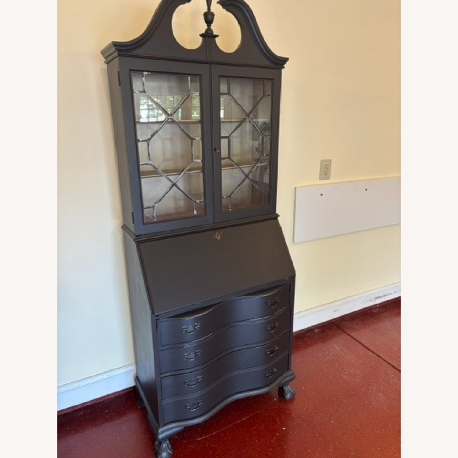 Vintage Mahogany Secretary Desk (Painted Black) - image-1