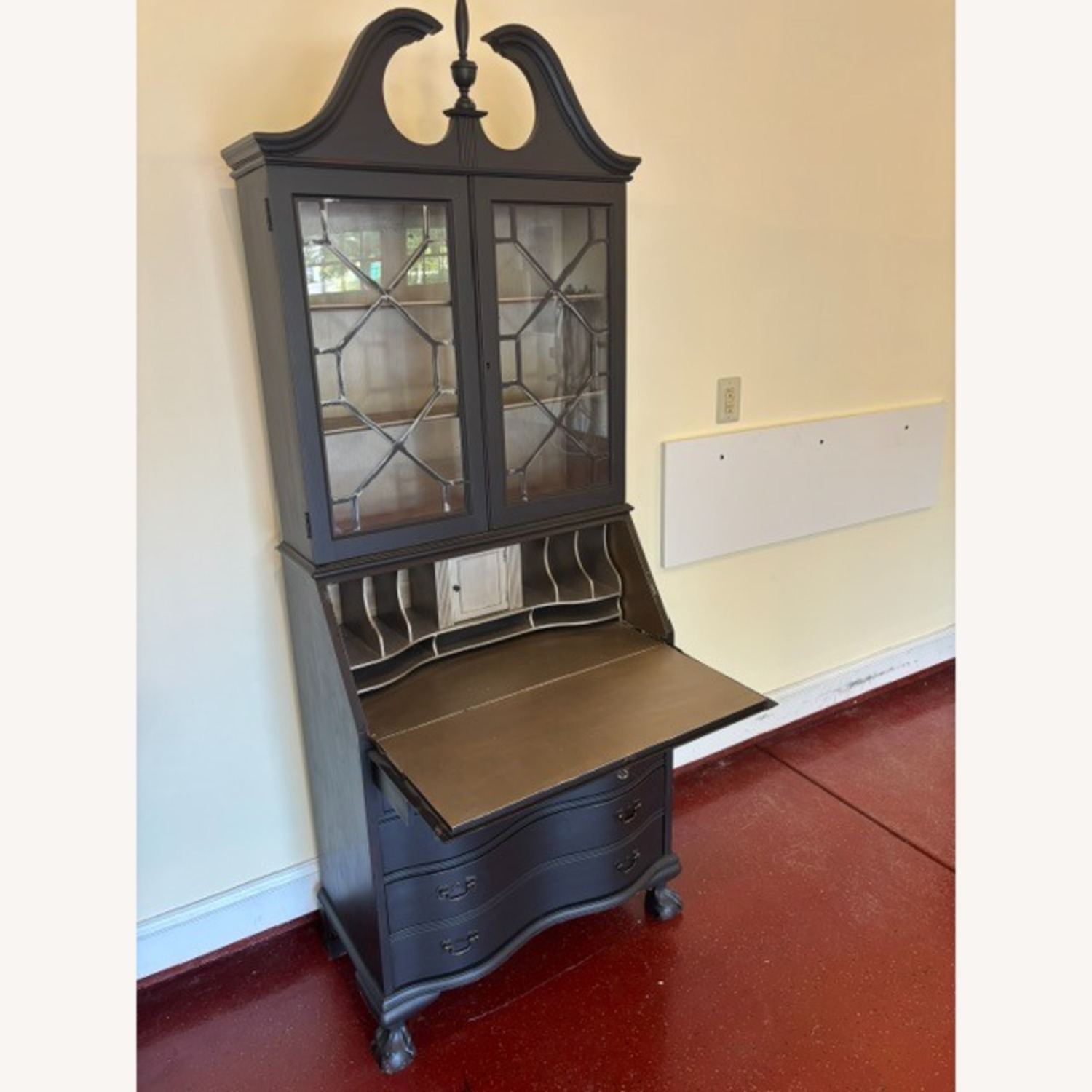 Vintage Mahogany Secretary Desk (Painted Black) - image-2