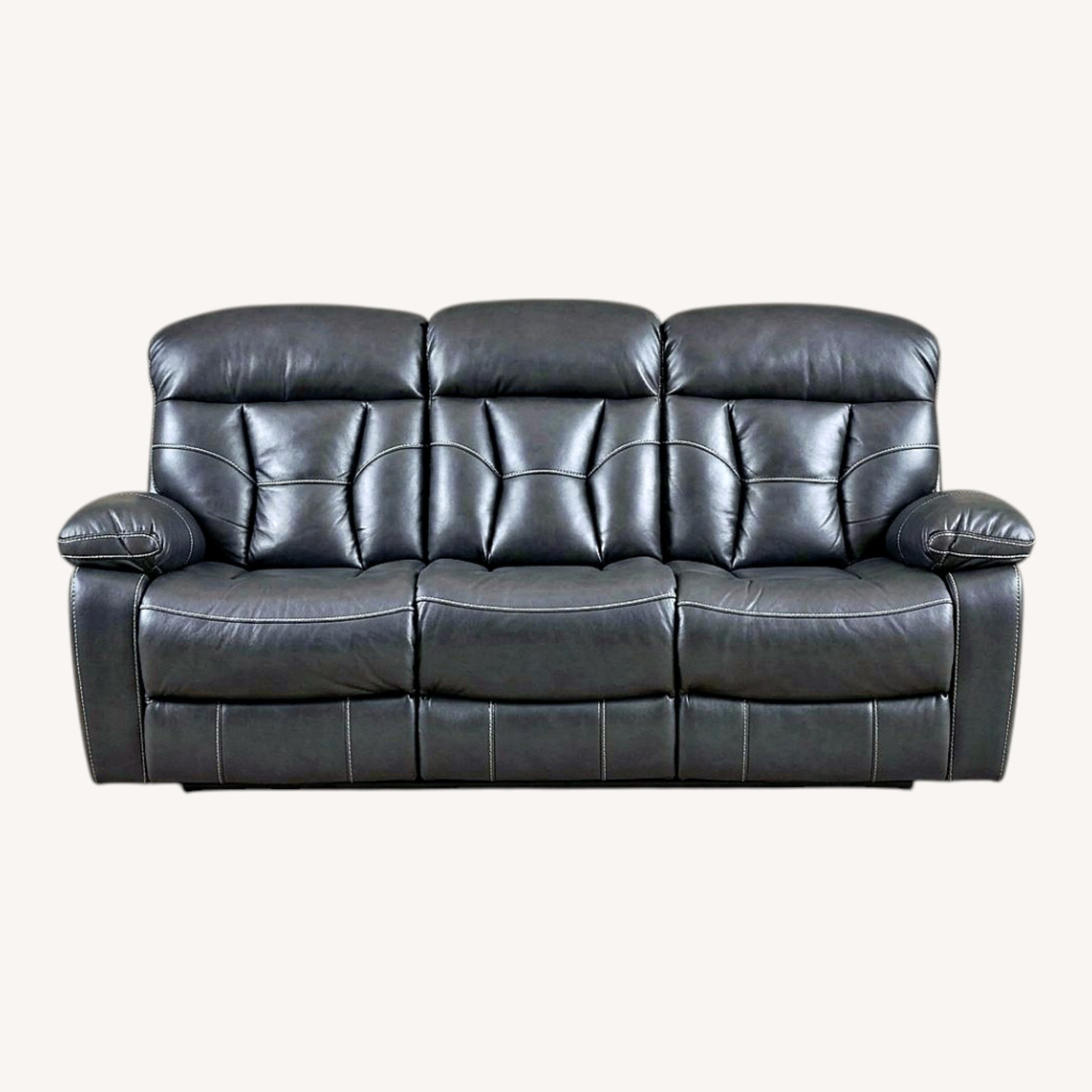 Dark Gray Leather 3+ Seater Sofa - image-0