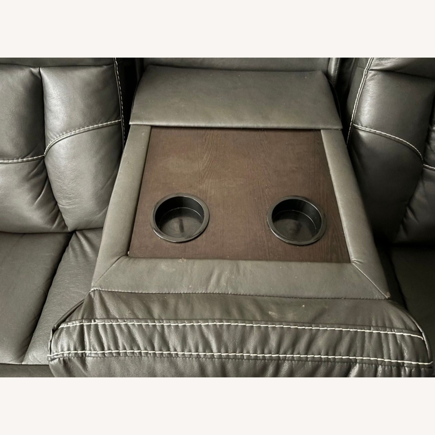Dark Gray Leather 3+ Seater Sofa - image-3