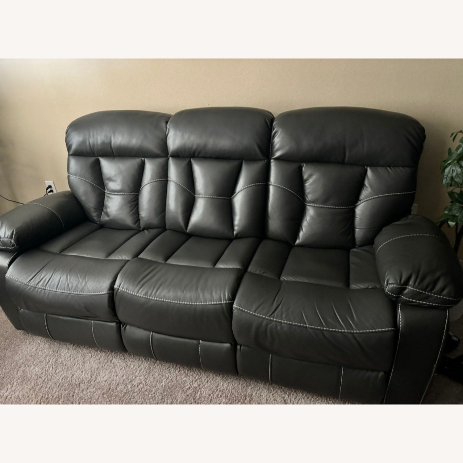 Dark Gray Leather 3+ Seater Sofa - image-1