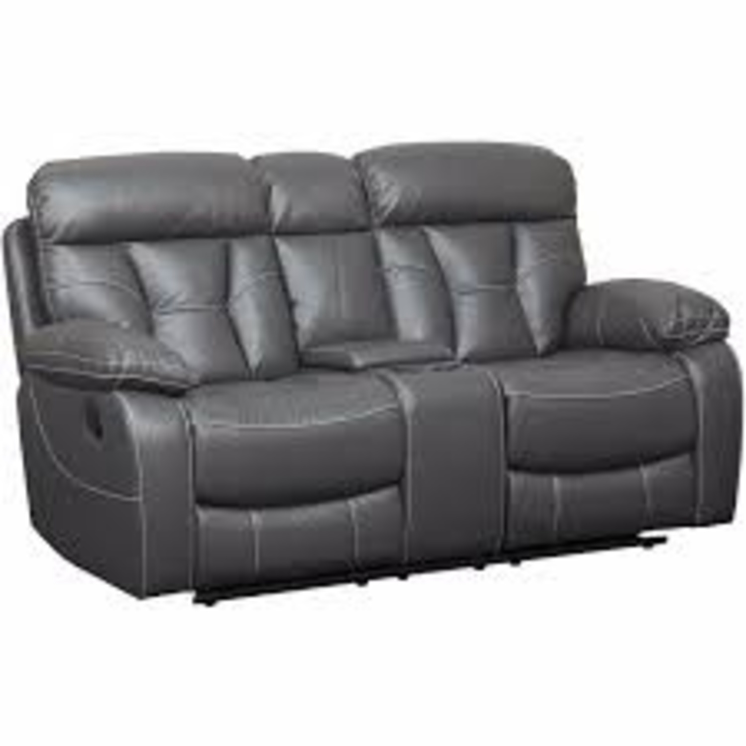 Dark Gray Leather Loveseat - image-4