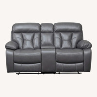 Dark Gray Leather Loveseat